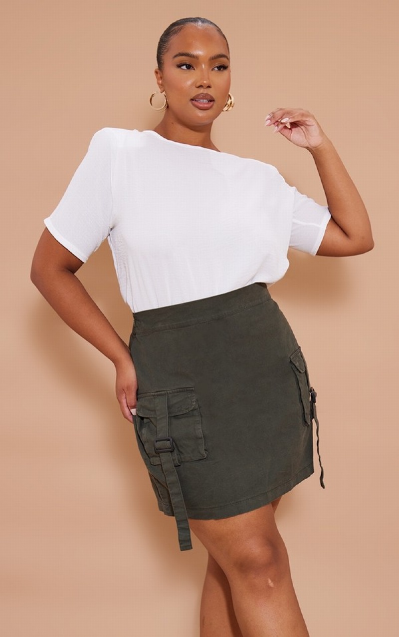 Khaki Pretty Little Thing Plus Utility Cargo Skirts | ARBXVGW-73