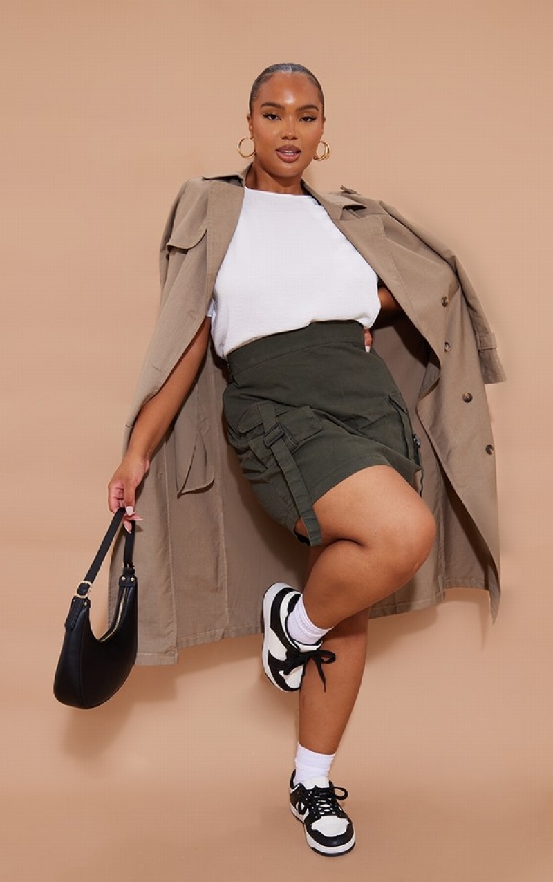 Khaki Pretty Little Thing Plus Utility Cargo Skirts | ARBXVGW-73