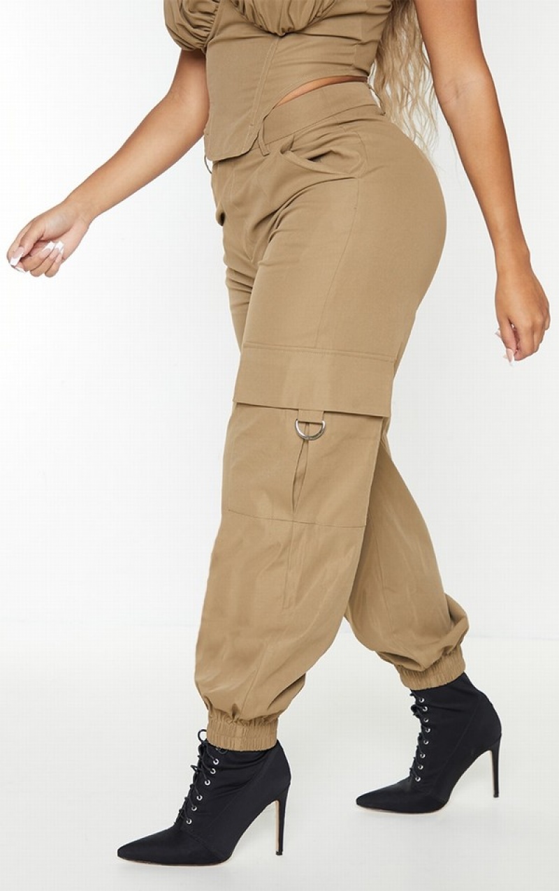 Khaki Pretty Little Thing Shape Cargo Cuffed Sweatpants | ACJQHZI-28