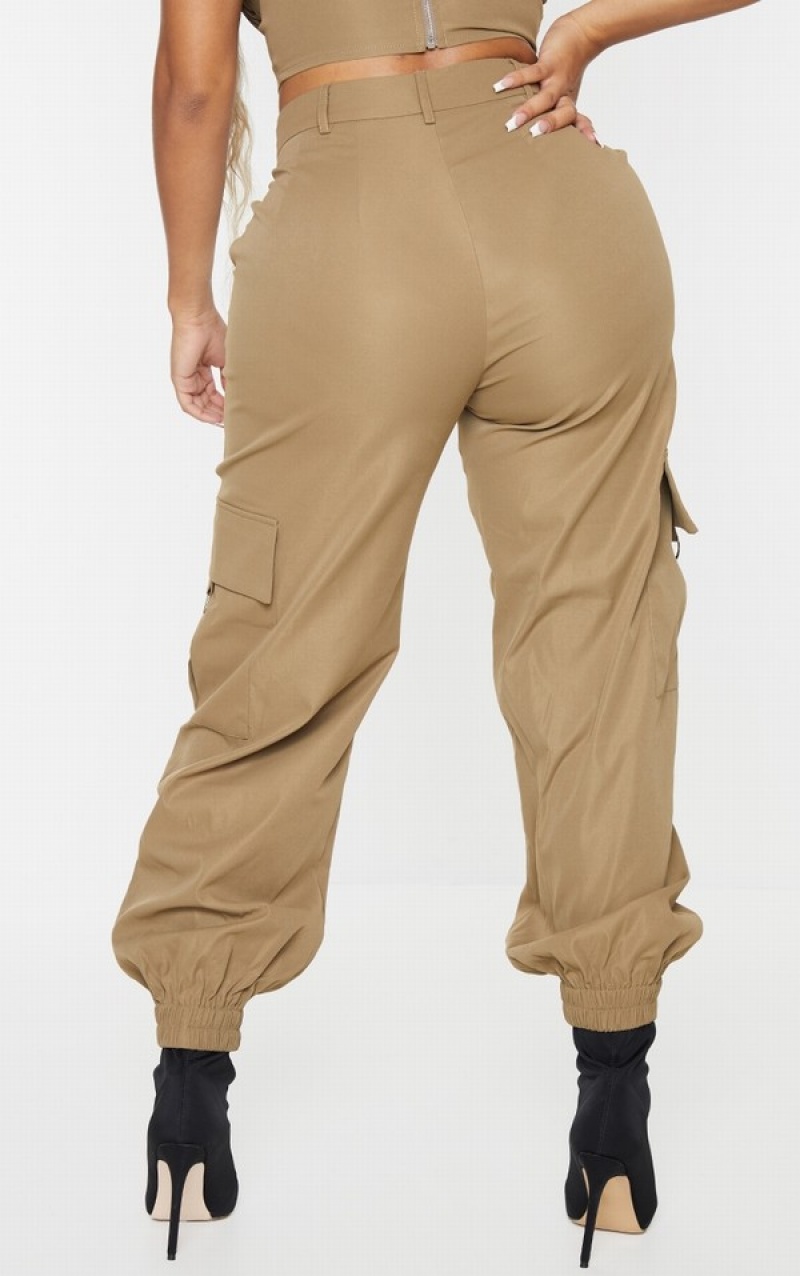 Khaki Pretty Little Thing Shape Cargo Cuffed Sweatpants | ACJQHZI-28