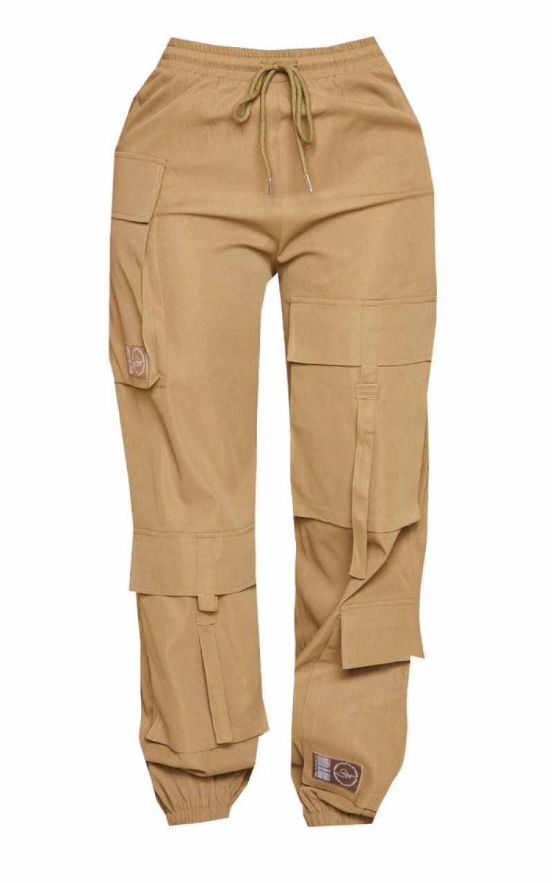 Khaki Pretty Little Thing Shape Cargo Pocket Sweatpants | THAVIEQ-21