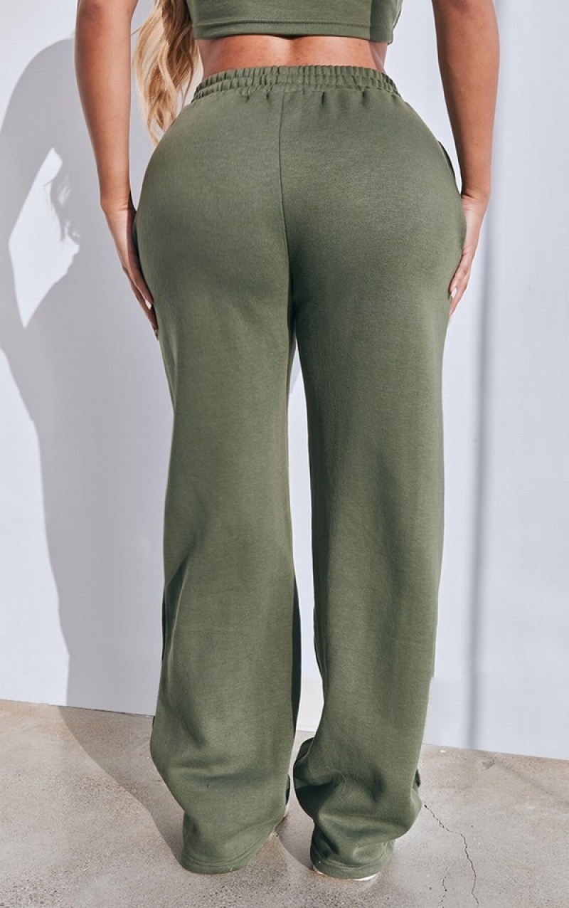 Khaki Pretty Little Thing Shape Seam Detail Wide Leg Sweatpants | PYEQWHZ-76