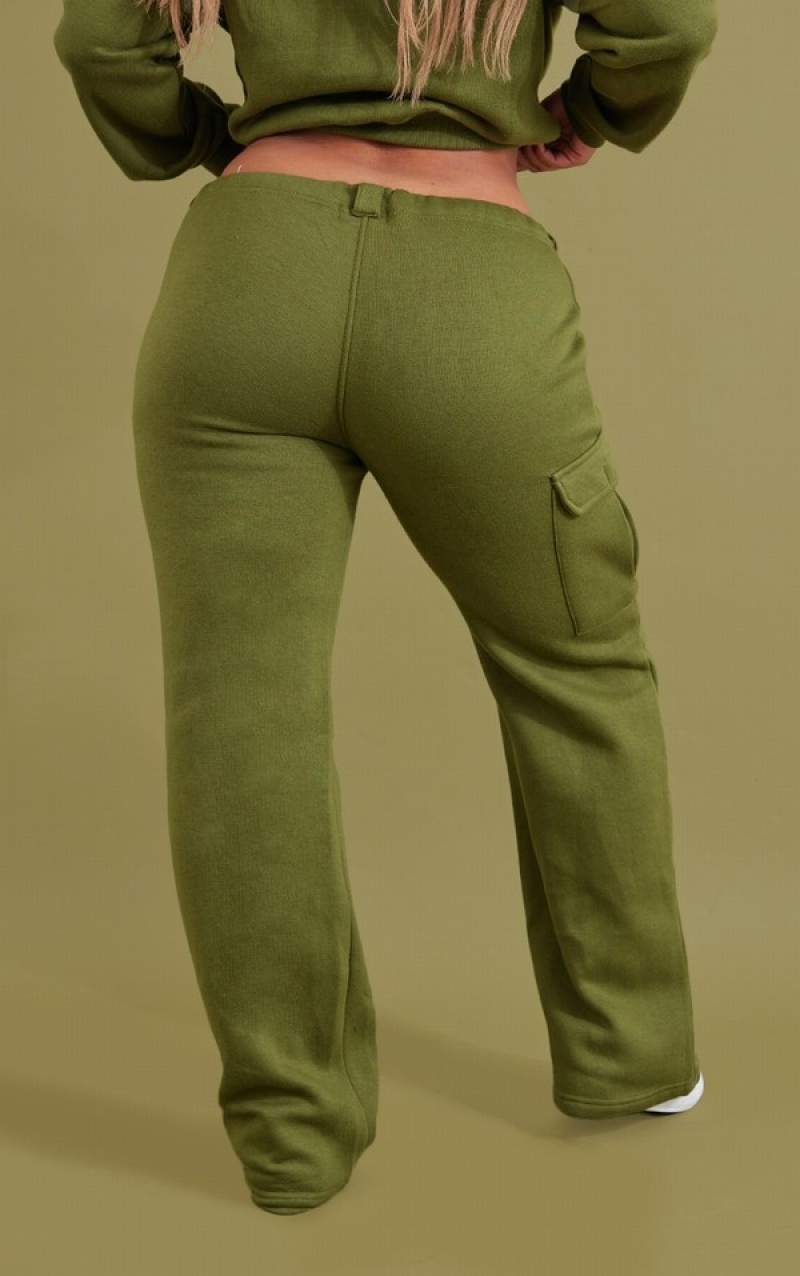 Khaki Pretty Little Thing Shape Toggle Pocket Detail Wide Leg Sweatpants | ZQMTOXC-19