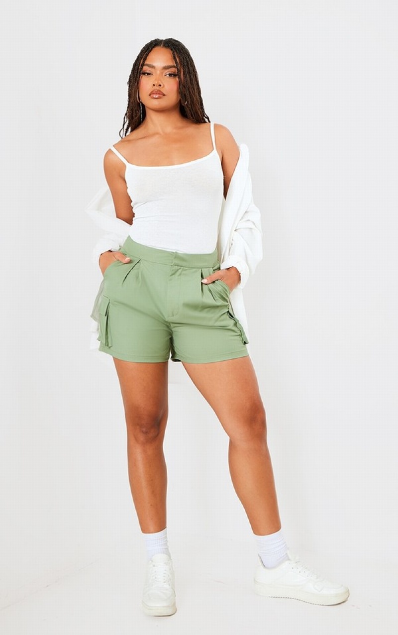 Khaki Pretty Little Thing TailoPocket Cargo Shorts | OVFYAWN-87