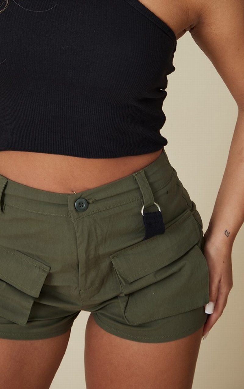 Khaki Pretty Little Thing Utility Buckle Detail Cargo Shorts | LOASIRH-85