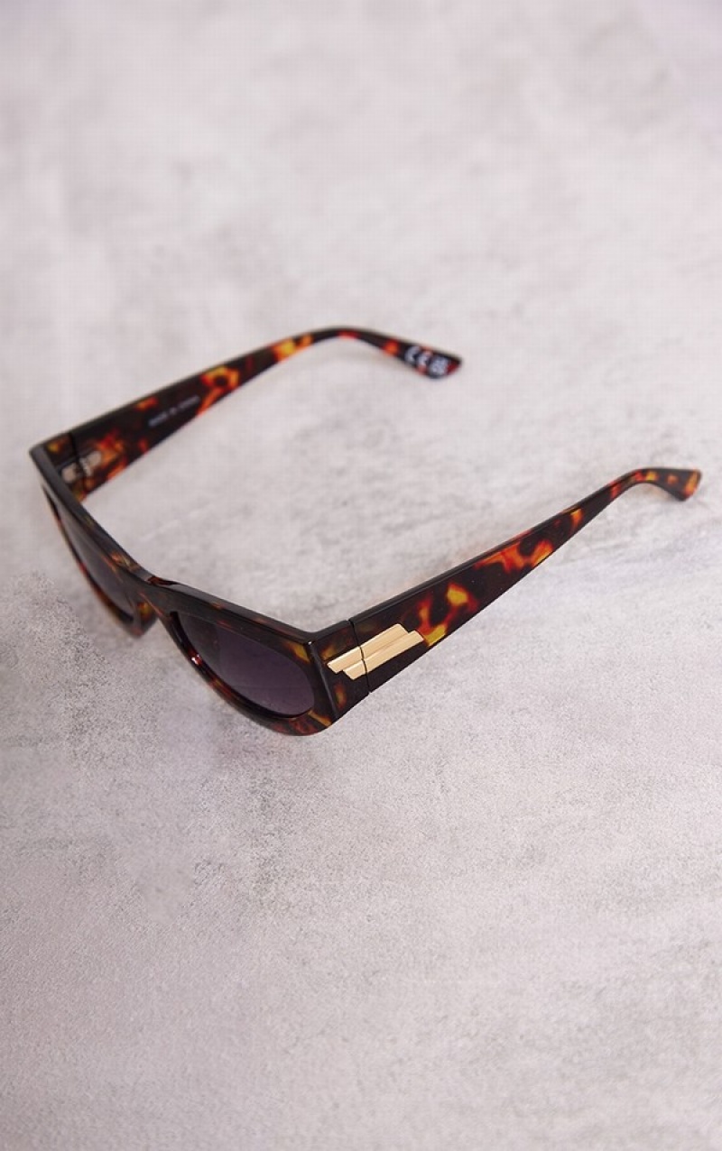 Leopard Pretty Little Thing Tortoiseshell Oval Thick Frame Cat Eye Sunglasses | JUYVRFP-10