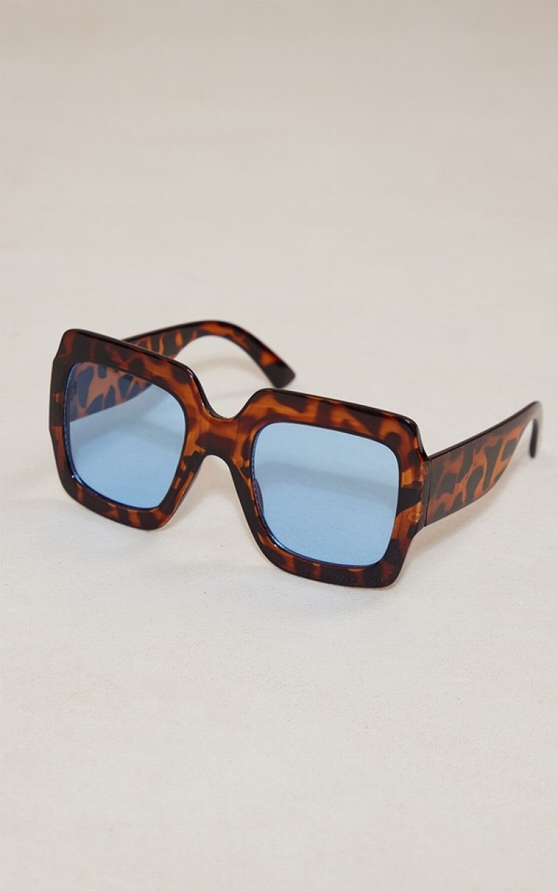 Leopard Pretty Little Thing Tortoiseshell Chunky Oversized Square Frame Sunglasses | QANJROZ-02