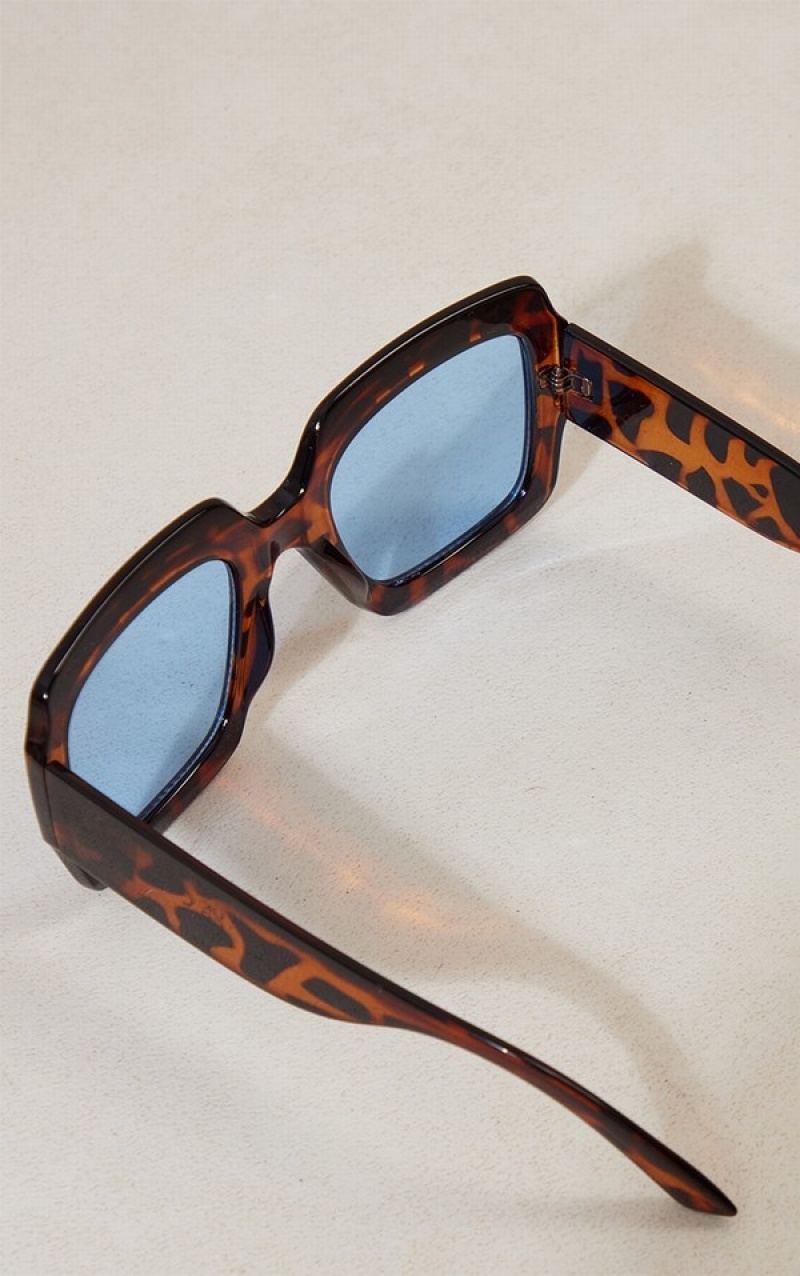 Leopard Pretty Little Thing Tortoiseshell Chunky Oversized Square Frame Sunglasses | QANJROZ-02