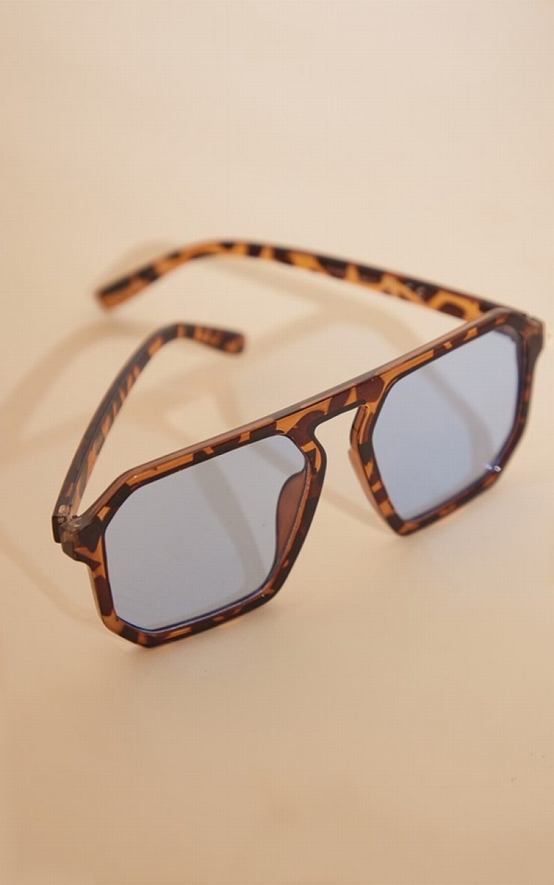 Leopard Pretty Little Thing Tortoiseshell Lens Aviator Sunglasses | DJRCTOH-82