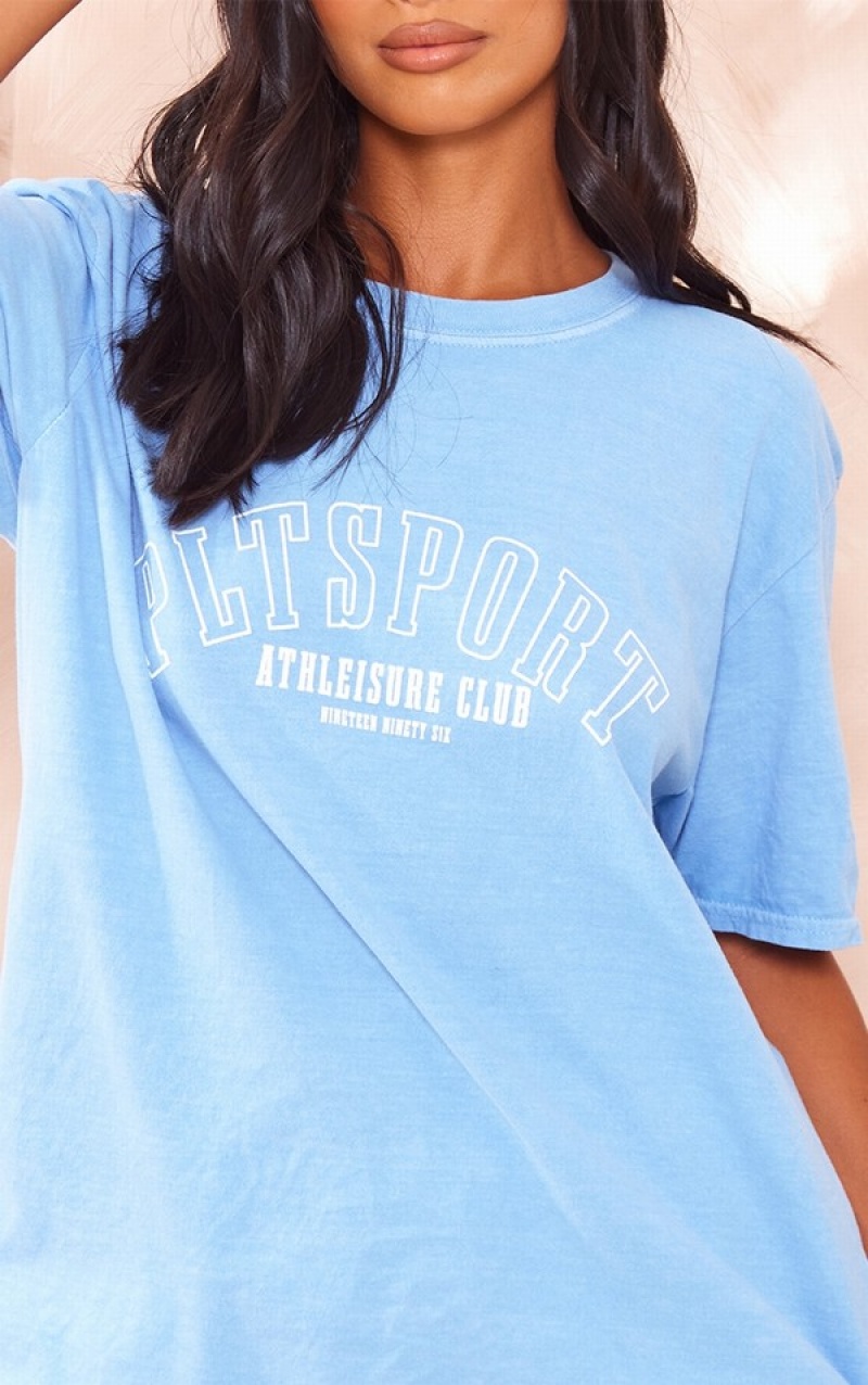 Light Blue Pretty Little Thing Petite Oversized T-shirts | TRCXJAW-96