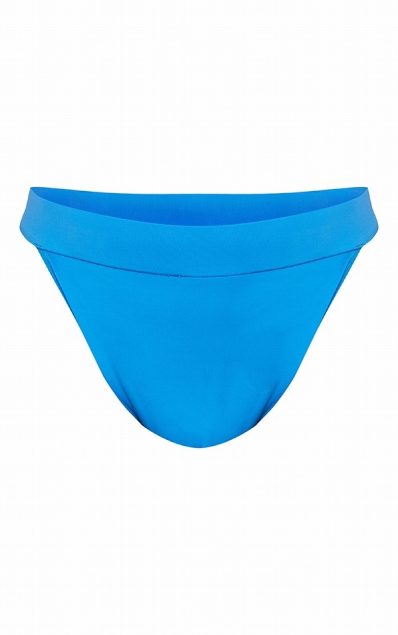 Light Blue Pretty Little Thing Plus Bright High Leg Bikini Bottoms | VPWITMR-97