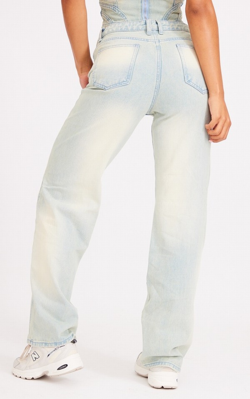 Light Blue Pretty Little Thing Wash Seam Detail Boyfriend Jean Jeans | XVRGLIQ-29