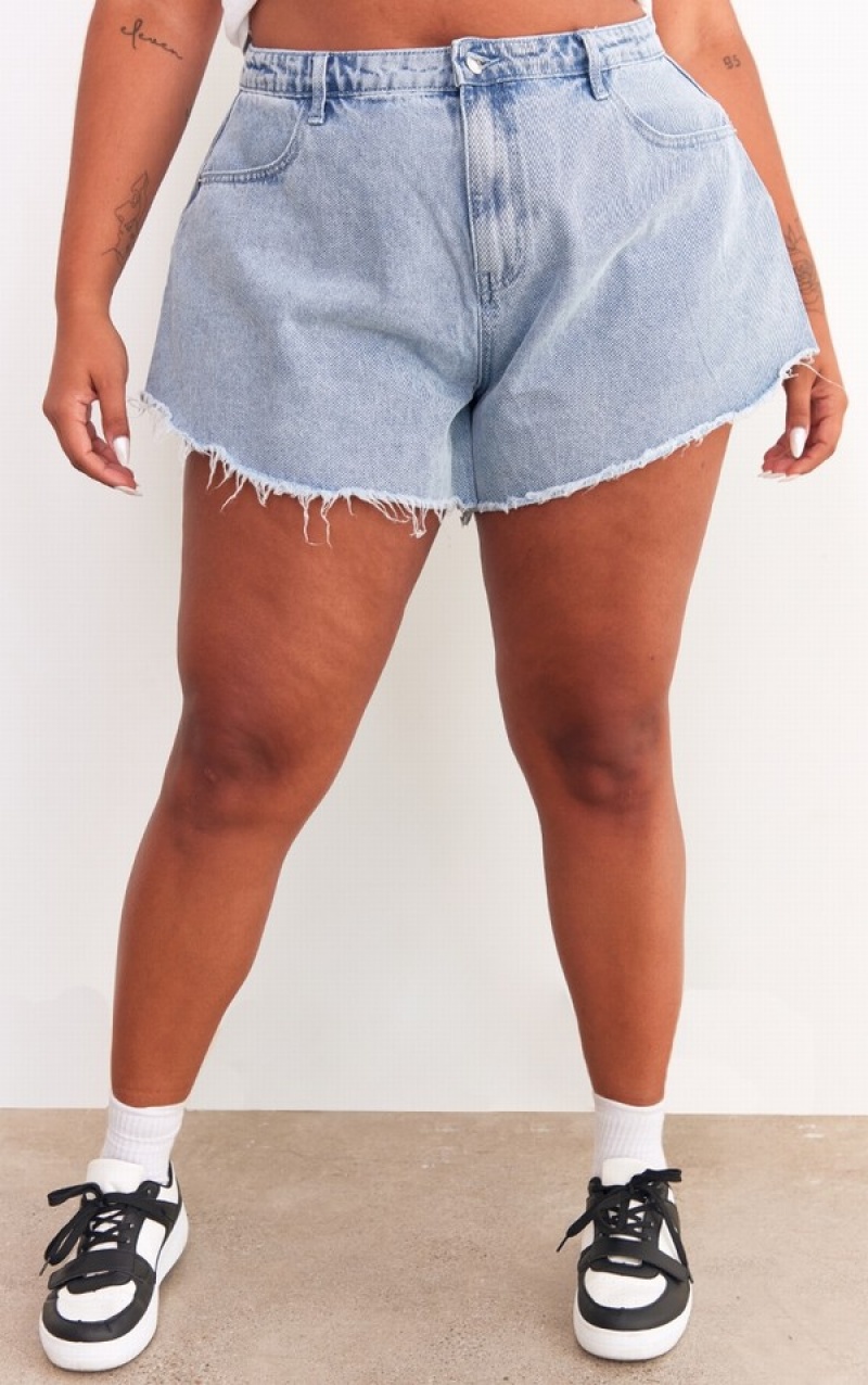 Light Blue / Wash Pretty Little Thing Plus Wash Floaty Shorts | BKXCTPR-34