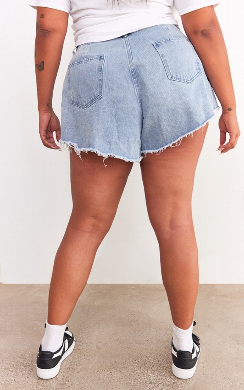 Light Blue / Wash Pretty Little Thing Plus Wash Floaty Shorts | BKXCTPR-34