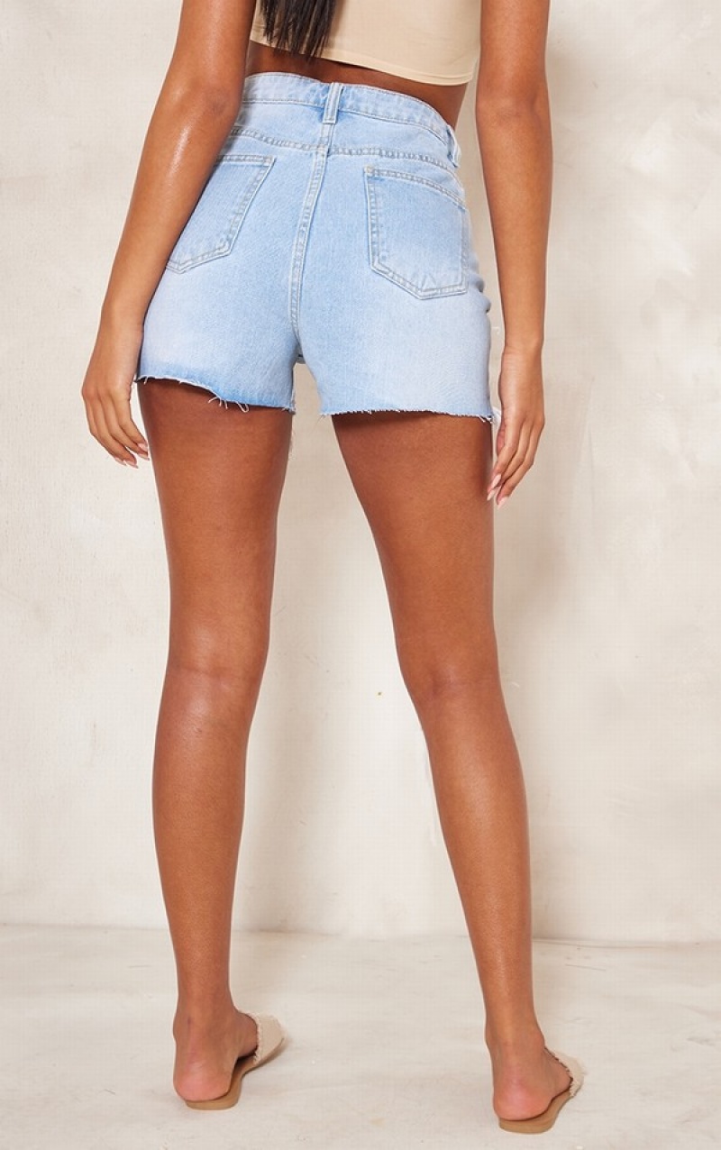 Light Blue / Wash Pretty Little Thing Tall Wash Distressed Shorts | EORJSIZ-36