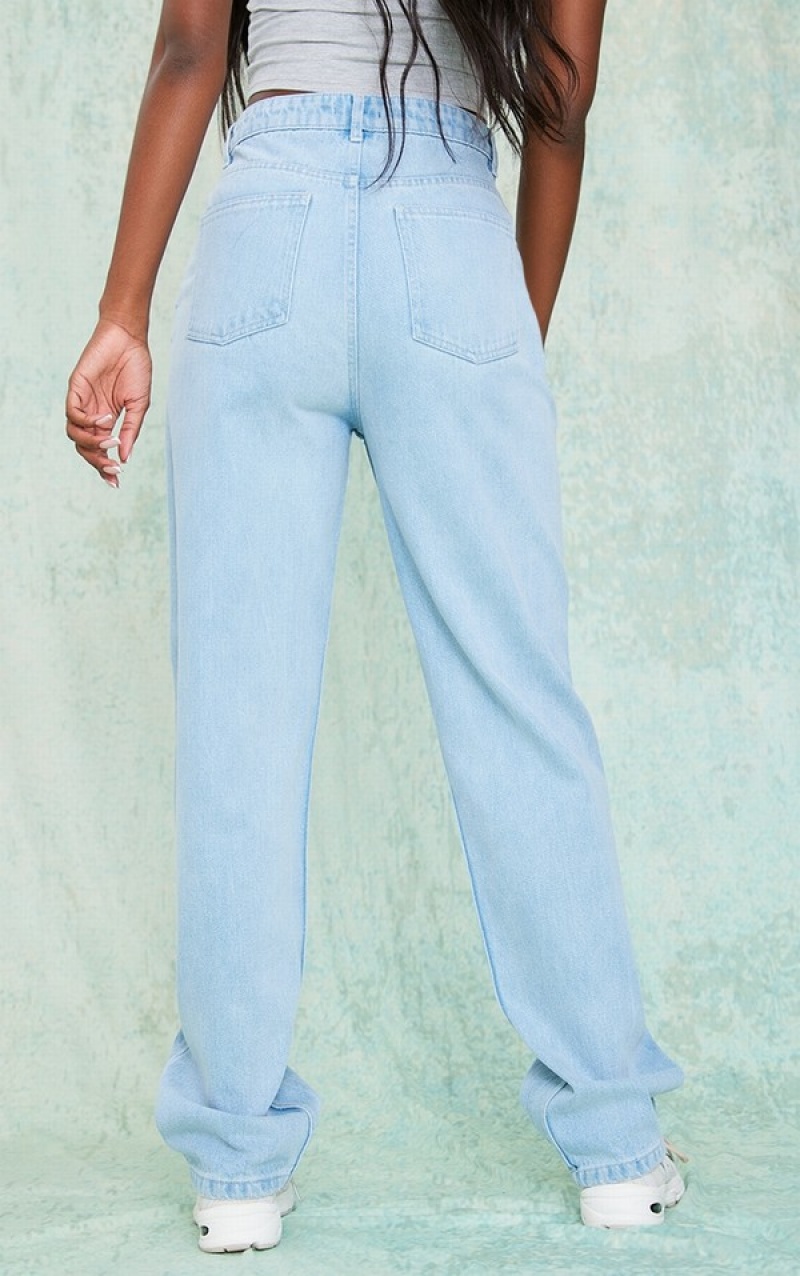 Light Blue / Wash Pretty Little Thing Tall Wash Seam Detail Straight Jeans | PUGVIYS-54