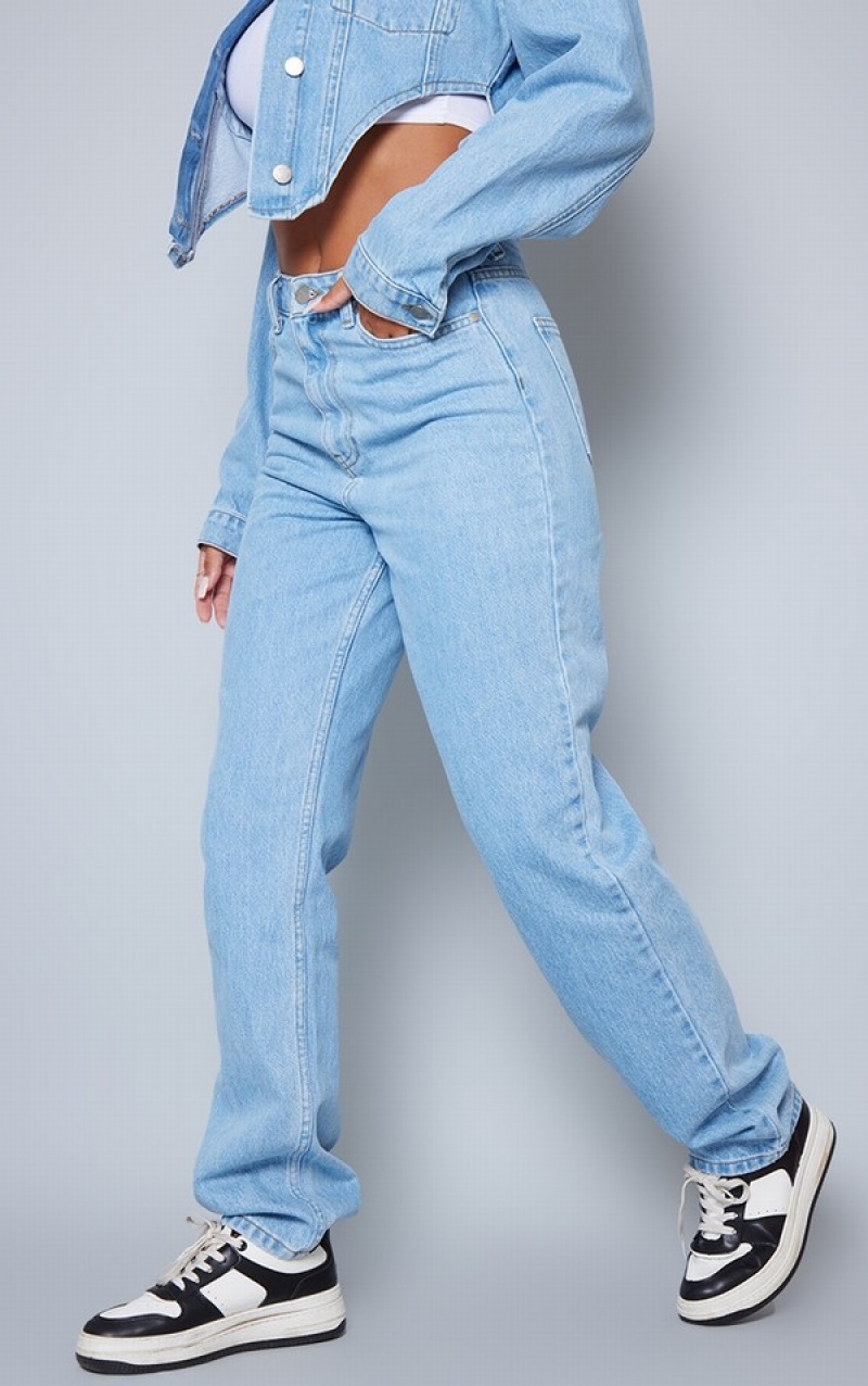 Light Blue / Wash Pretty Little Thing Wash Long Leg Straight Leg Jean Jeans | WJEFQPZ-14