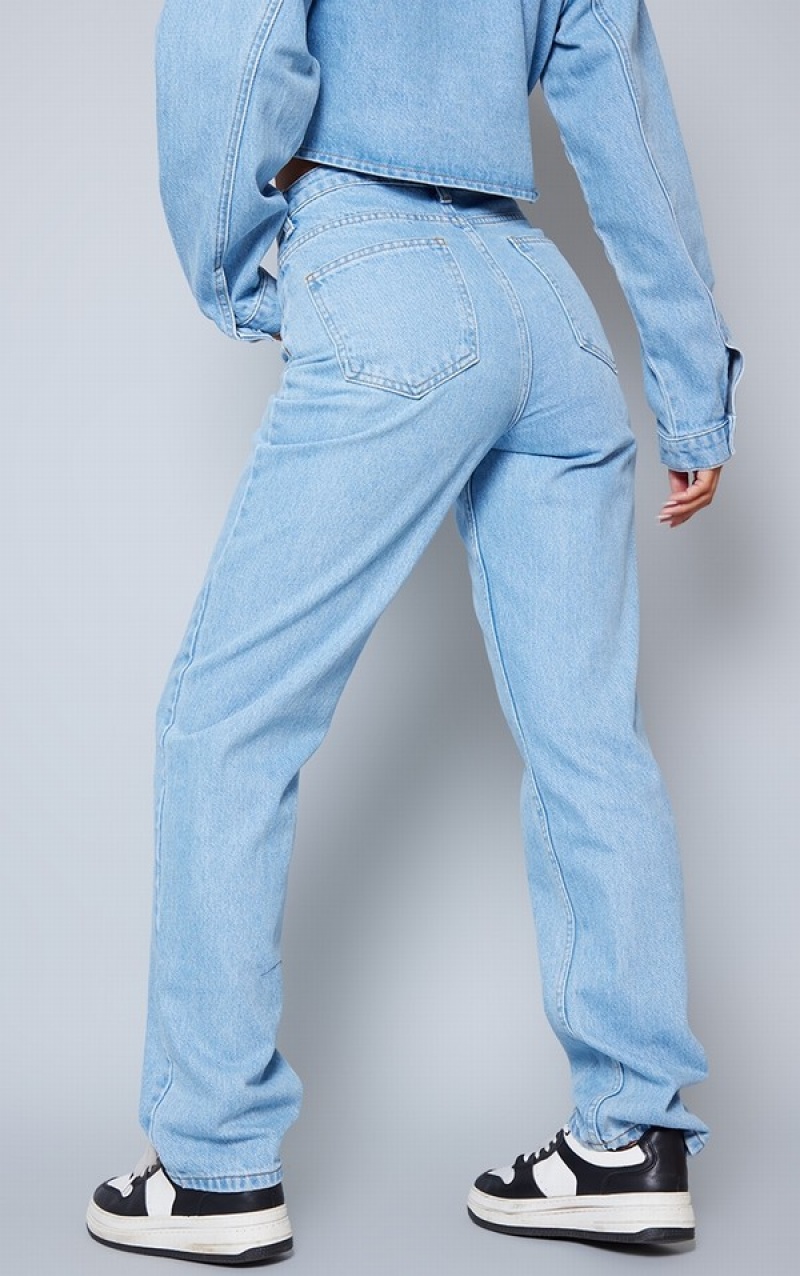 Light Blue / Wash Pretty Little Thing Wash Long Leg Straight Leg Jean Jeans | WJEFQPZ-14