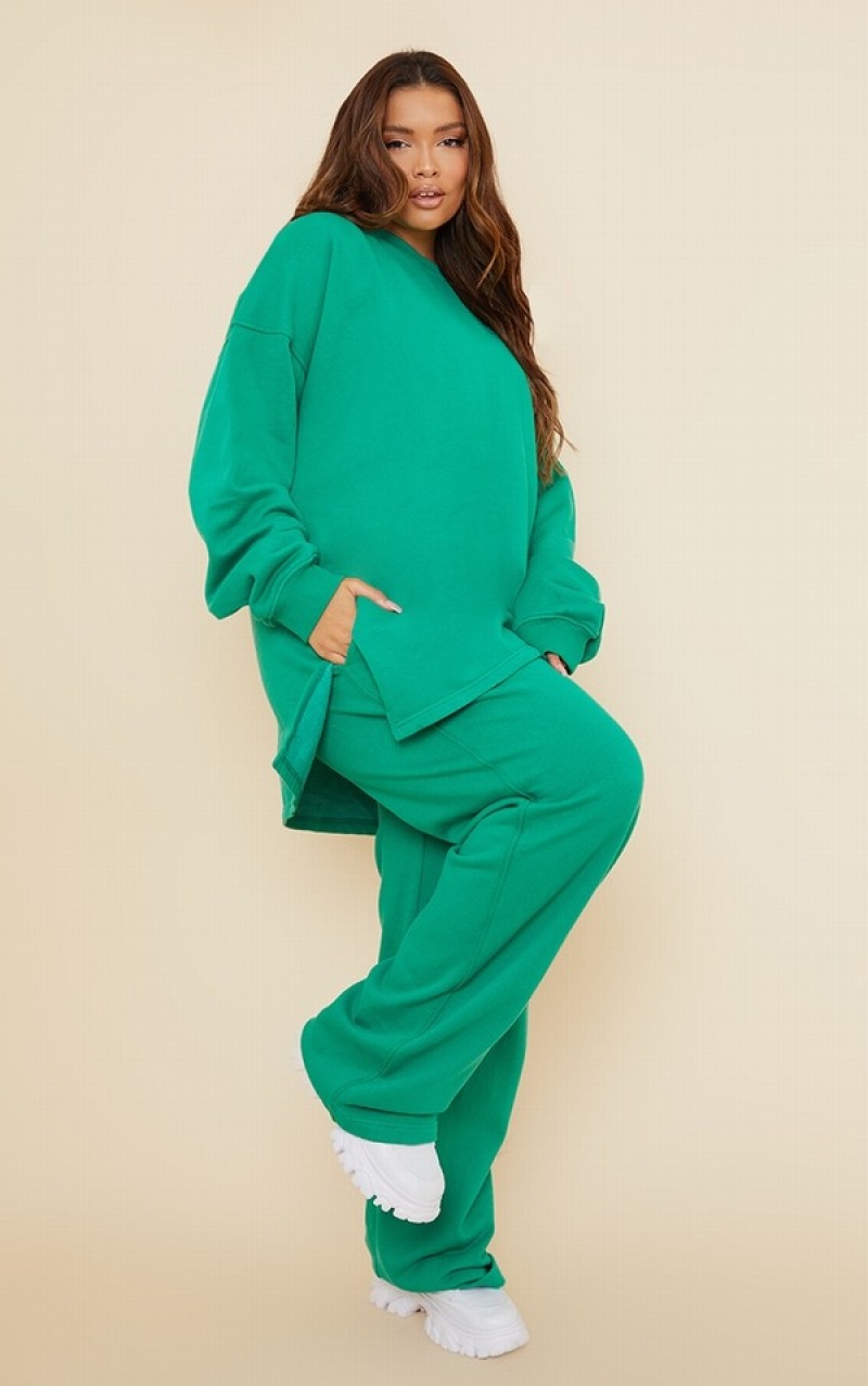 Light Green Pretty Little Thing Plus Bright Oversized Split Hem Sweatshirts | VKOSJEX-67