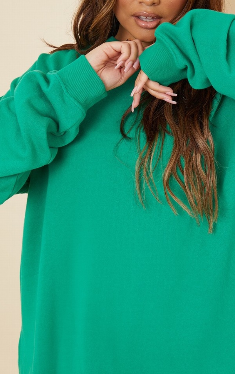 Light Green Pretty Little Thing Plus Bright Oversized Split Hem Sweatshirts | VKOSJEX-67