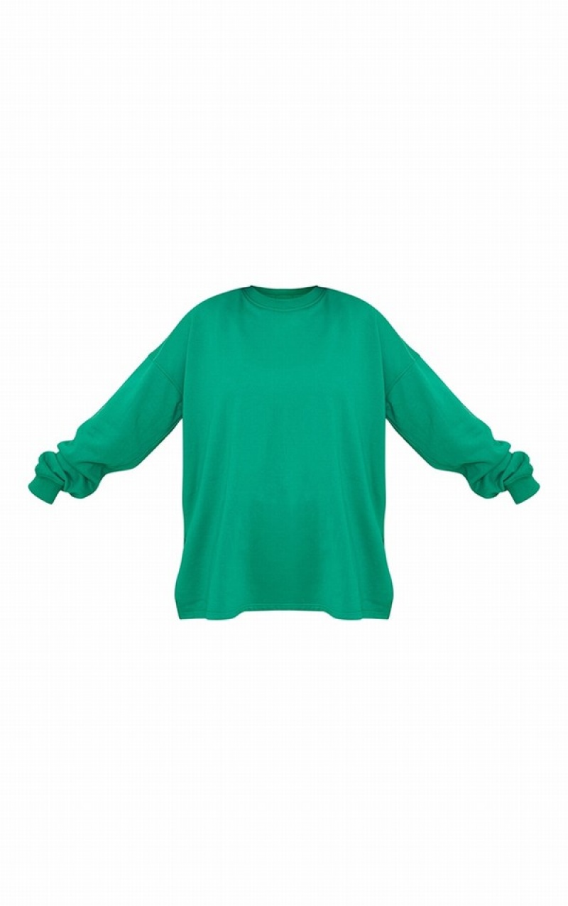 Light Green Pretty Little Thing Plus Bright Oversized Split Hem Sweatshirts | VKOSJEX-67