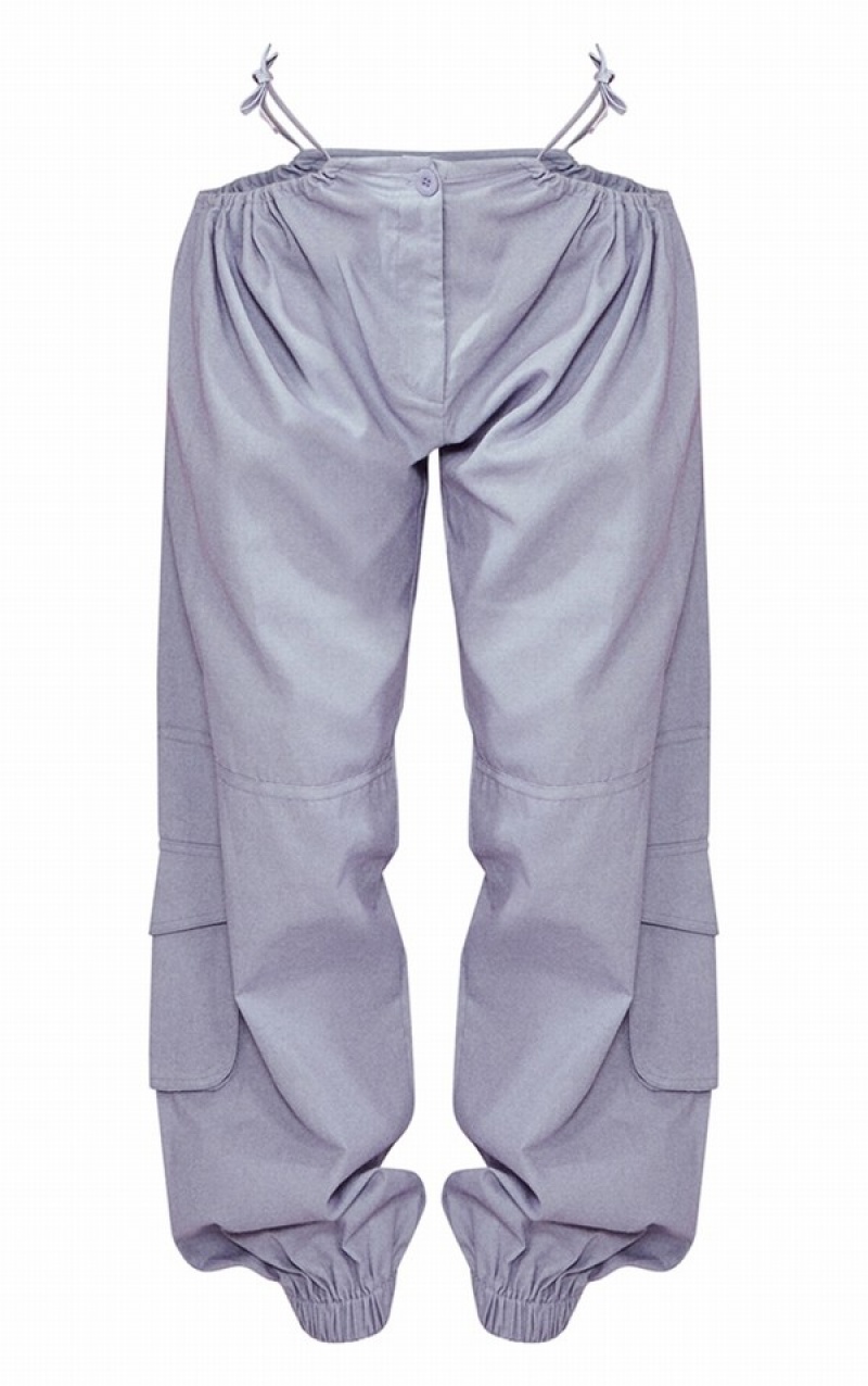 Light Grey Pretty Little Thing Woven Cut Out Cargo Sweatpants | ITKNBYW-75