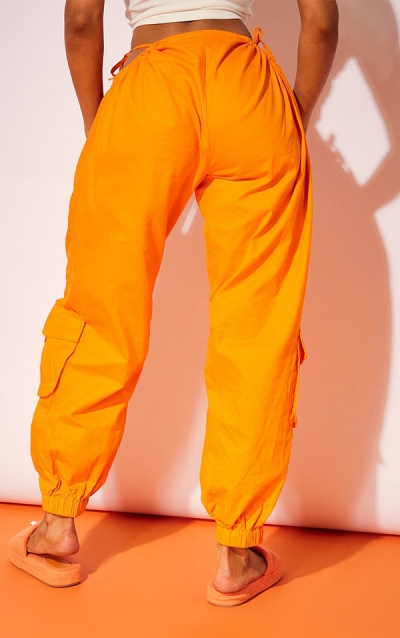 Light Orange Pretty Little Thing Bright Woven Cut Out Cargo Sweatpants | FDVHCSA-56