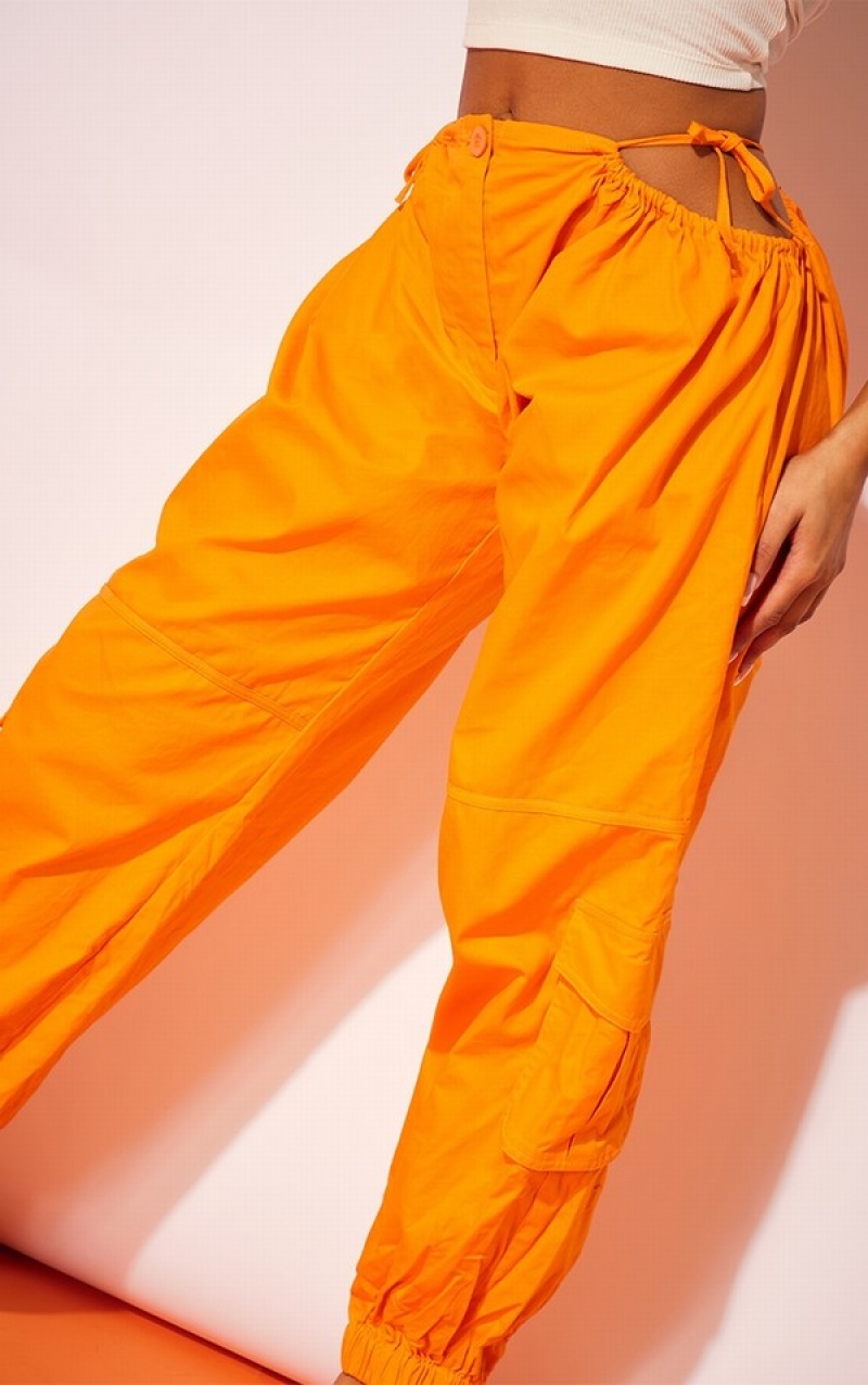 Light Orange Pretty Little Thing Bright Woven Cut Out Cargo Sweatpants | FDVHCSA-56