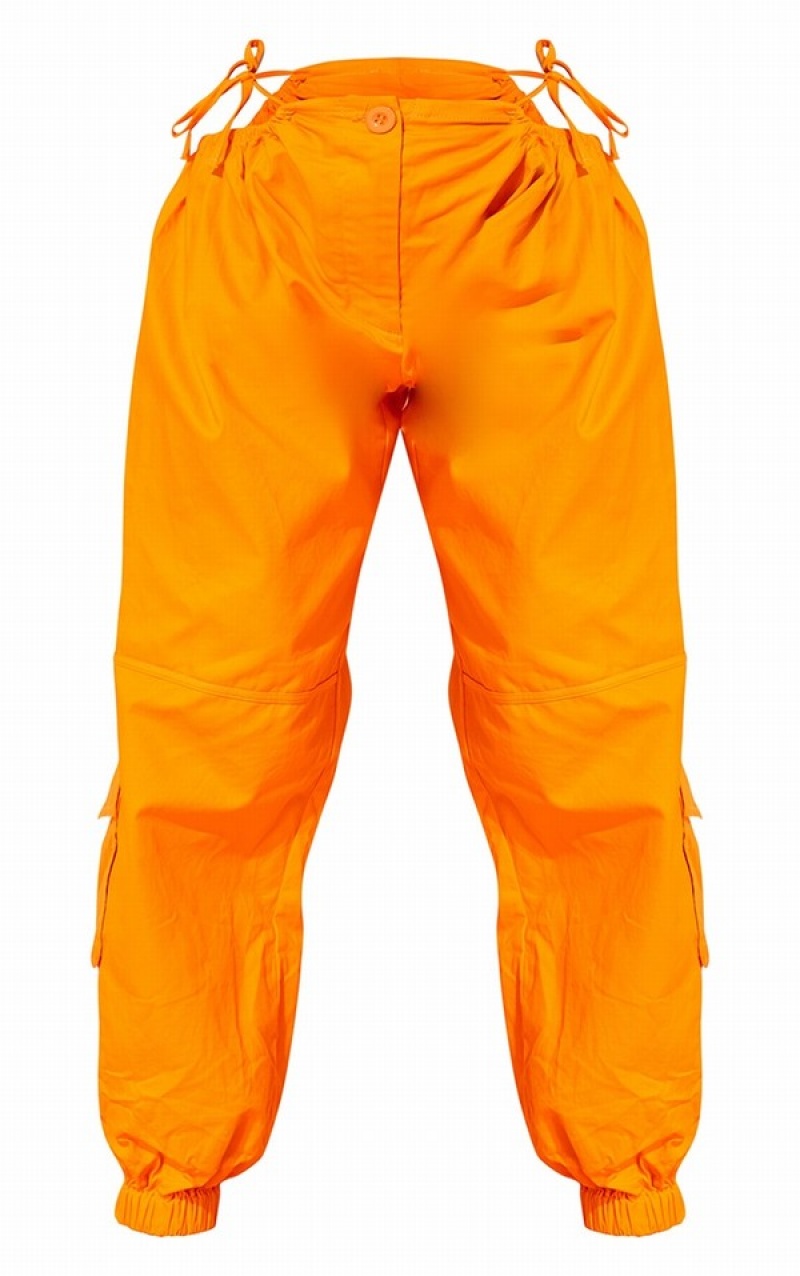 Light Orange Pretty Little Thing Bright Woven Cut Out Cargo Sweatpants | FDVHCSA-56