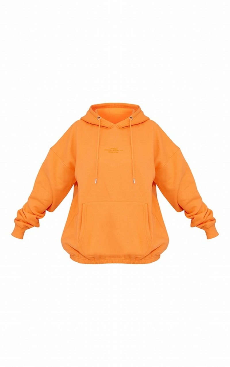 Light Orange Pretty Little Thing Bright Graphic Oversized Hoodie | BAZIOQH-04