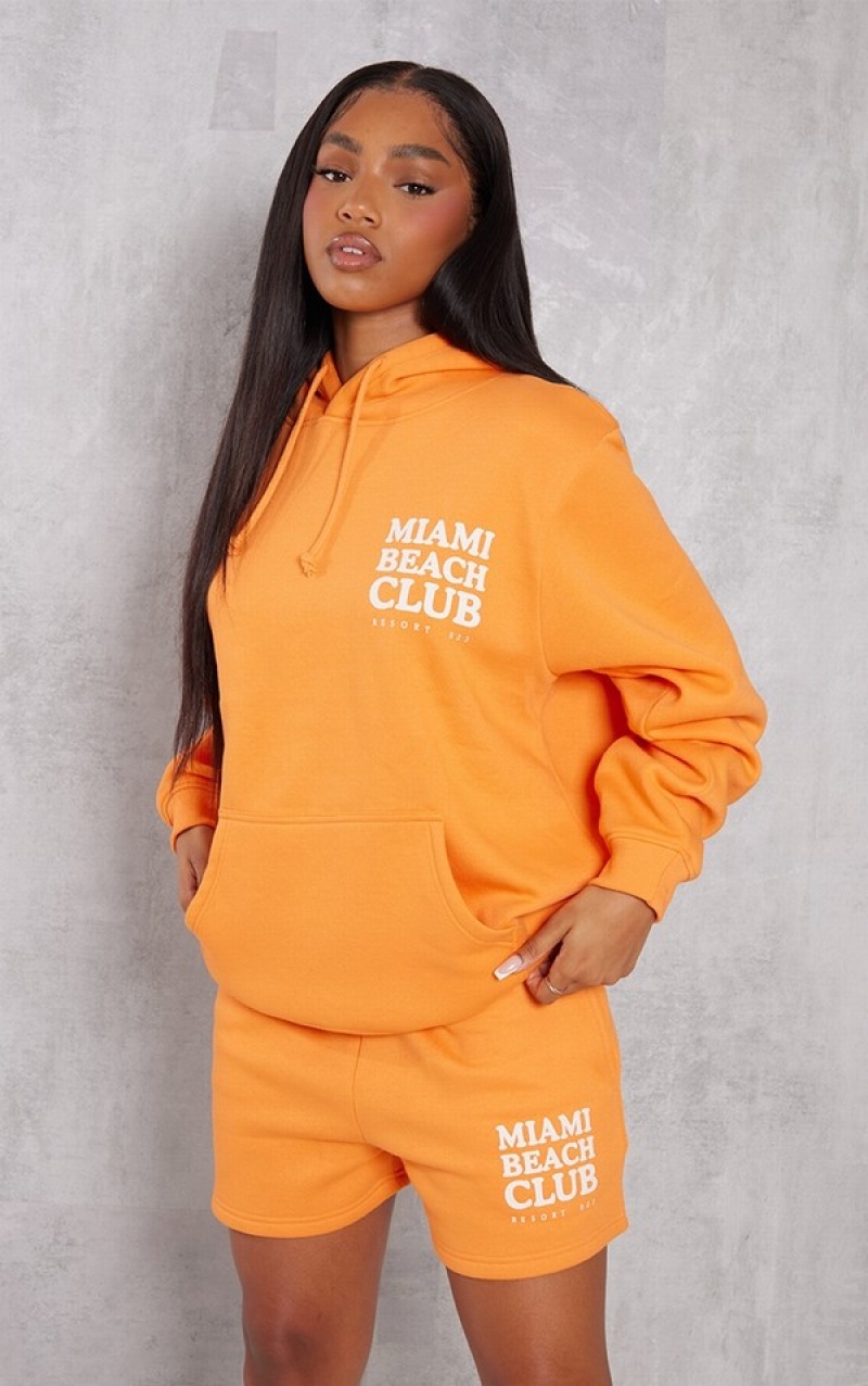 Light Orange Pretty Little Thing Bright Miami Print Oversized Hoodie | CEWHZQU-27