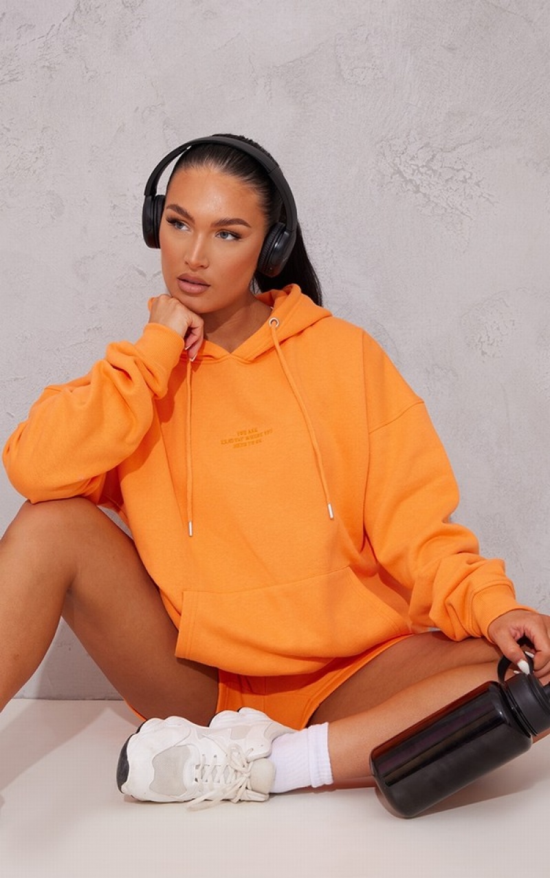 Light Orange Pretty Little Thing Bright Graphic Oversized Hoodie | NGHRVQK-84