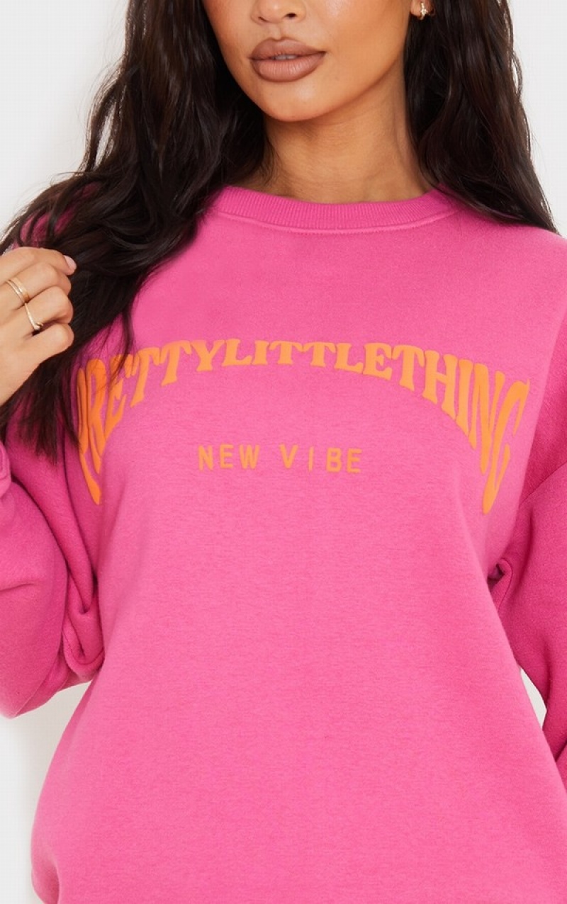 Light Pink Pretty Little Thing Bright New Vibe Printed Sweatshirts | YCFDOBP-74