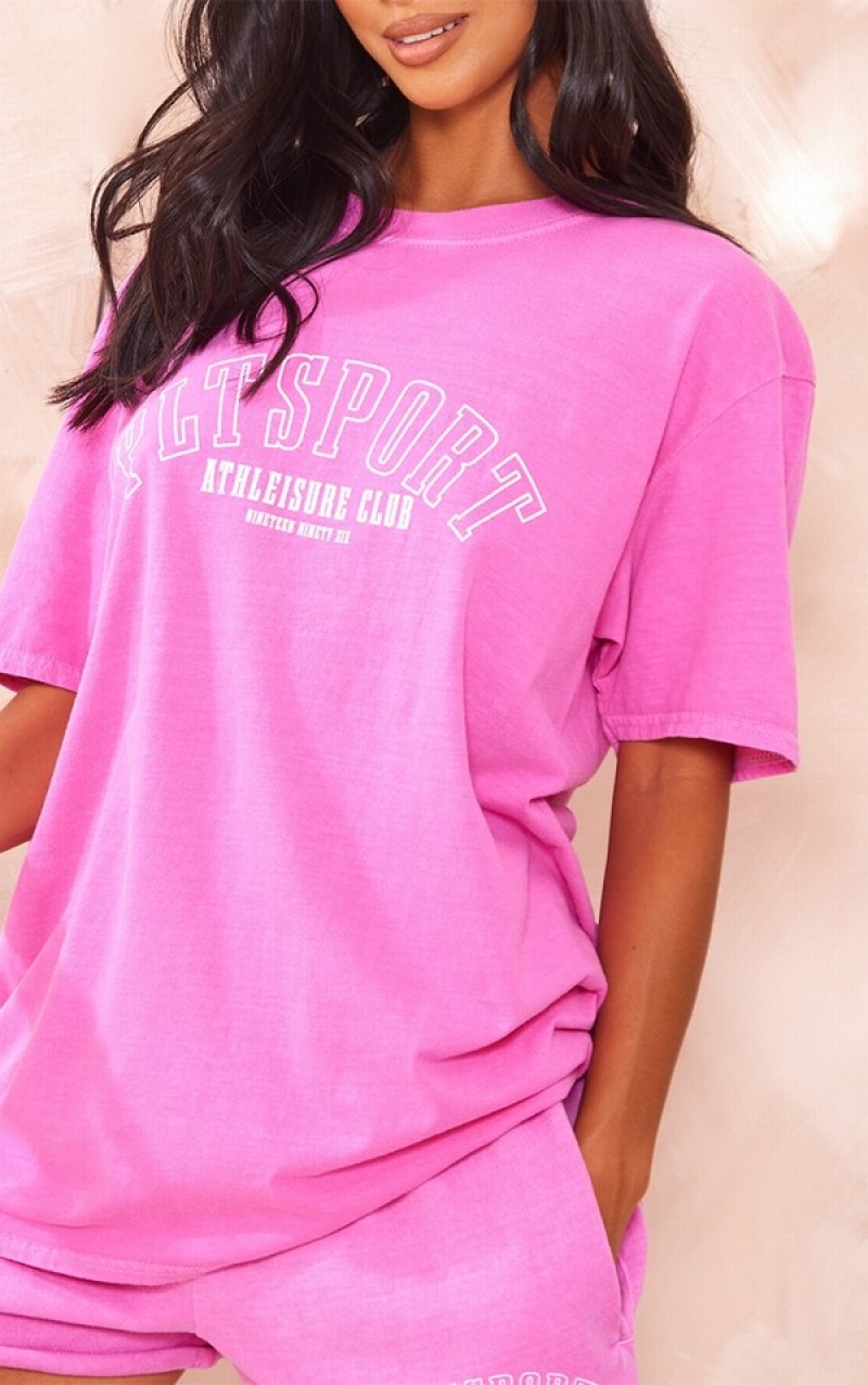 Light Pink Pretty Little Thing Petite Bright Oversized T-shirts | CKFILOV-15