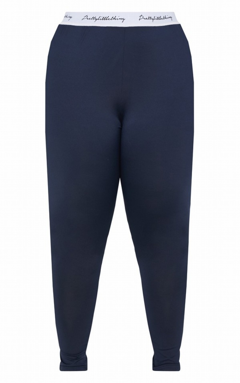 Navy Pretty Little Thing Plus Elasticated Band Leggings | YWGXBIV-37