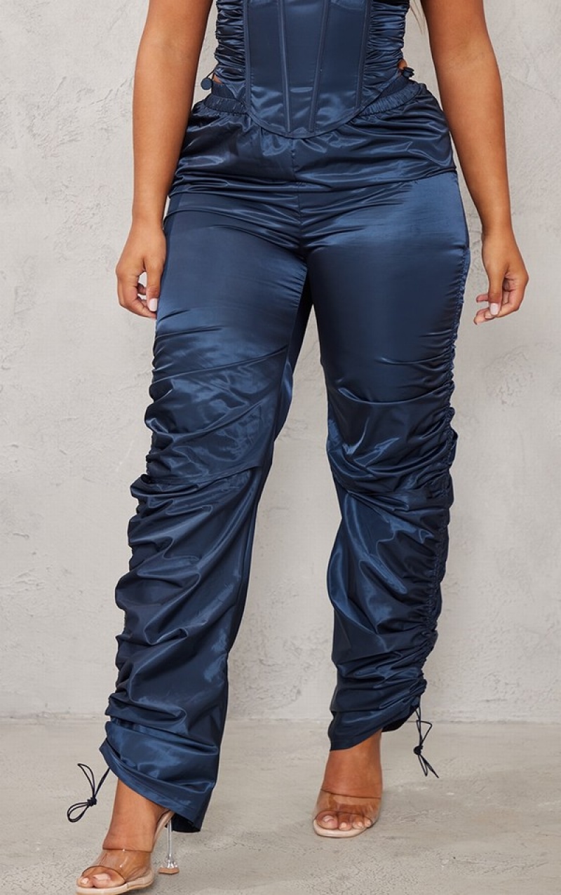 Navy Pretty Little Thing Shape Shell Toggle Ruched Sweatpants | GSHVADM-68