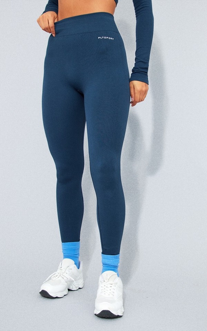 Navy Pretty Little Thing Sport Basic Seamless Leggings | WGRMZBJ-51