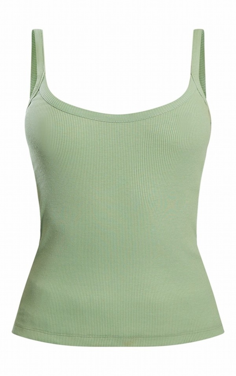 Olive Pretty Little Thing Sage Rib Cami Tanks | BPJGIVE-25