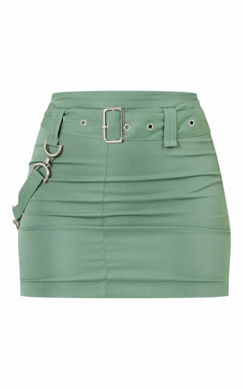 Olive Pretty Little Thing Woven Utility Buckle Detail Skirts | MSIREWU-04