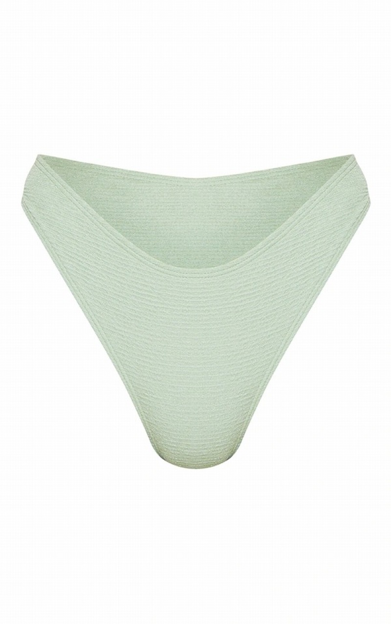 Olive / Green Pretty Little Thing Sage Crinkle Square Neck Underwired Bikini Tops | CMGJHLX-94