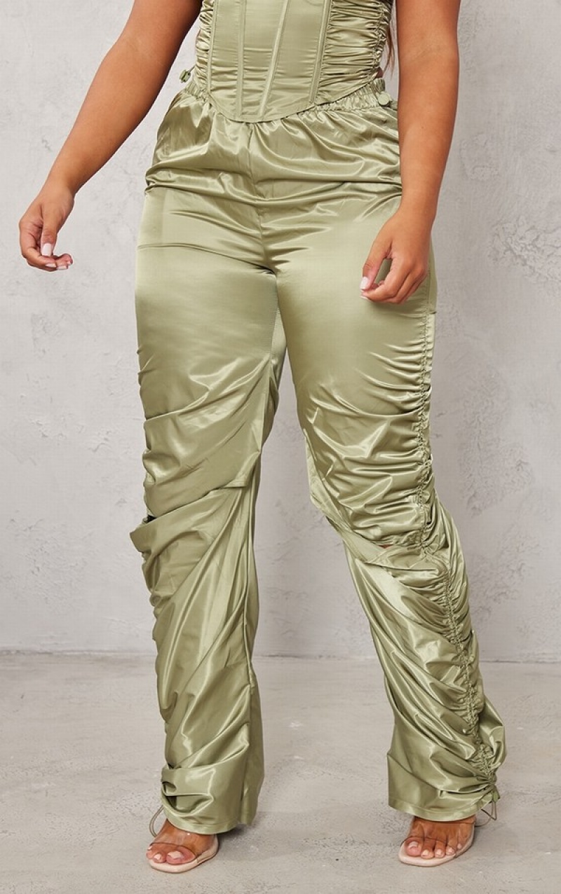 Olive / Green Pretty Little Thing Shape Sage Shell Toggle Ruched Sweatpants | EDZJXMF-65