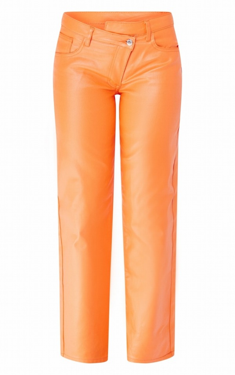 Orange Pretty Little Thing Asymmetric Waistbanded Wide Leg Jeans | YIMFAXU-27