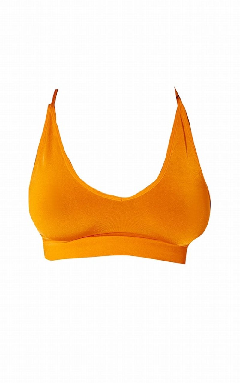 Orange Pretty Little Thing Hot Mix Match Seamless Scoop Neck Bikini Tops | DQJYVRA-25