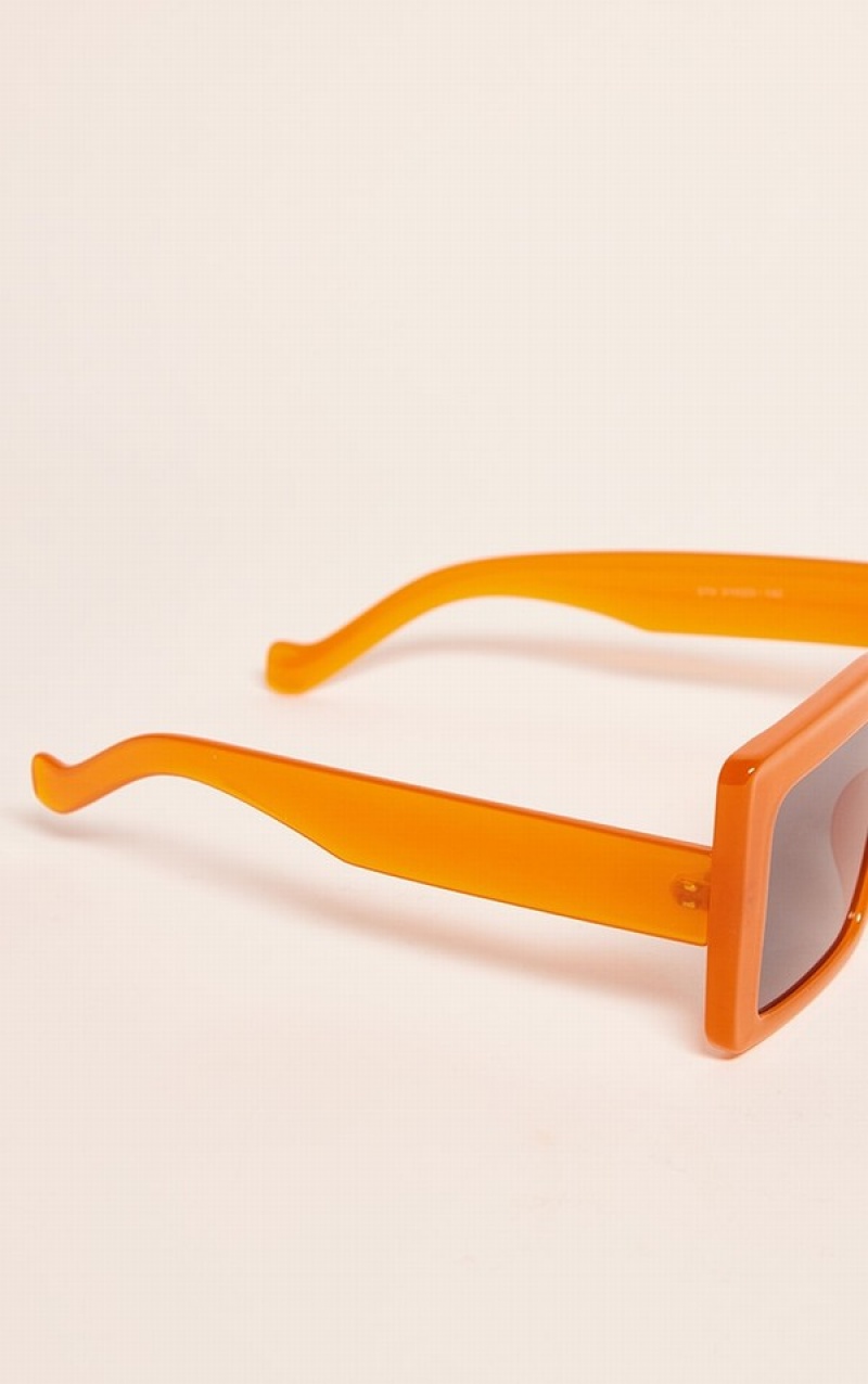 Orange Pretty Little Thing Oversized Frame Square Sunglasses | UBEOHNY-09