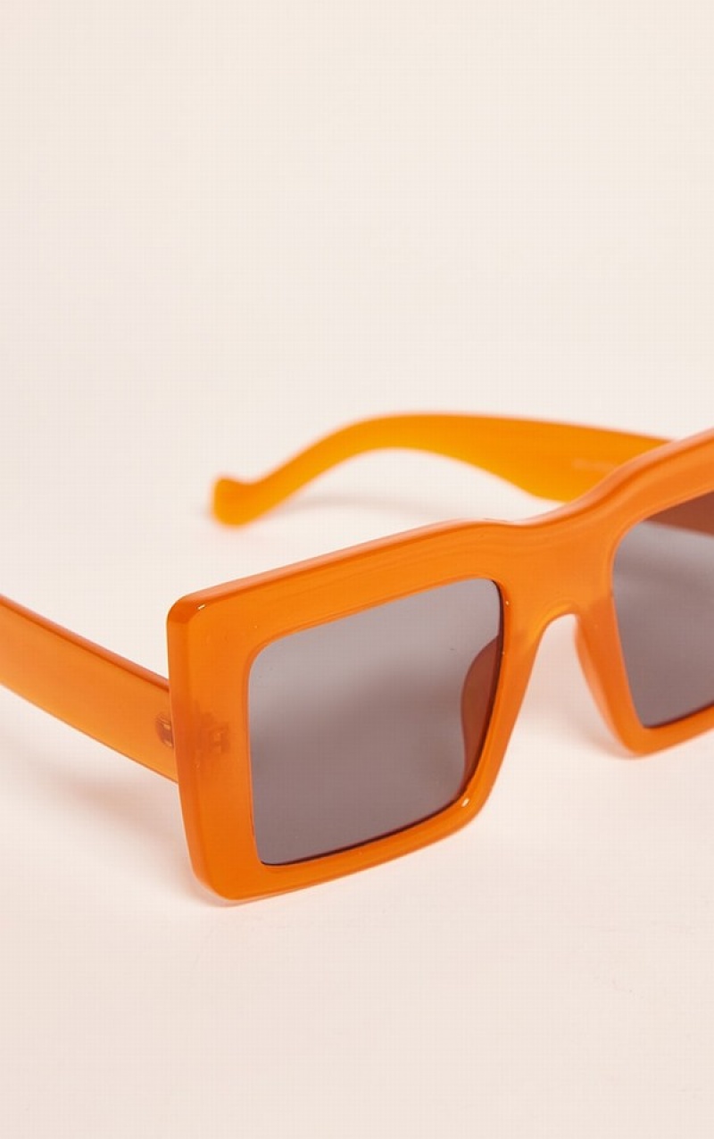 Orange Pretty Little Thing Oversized Frame Square Sunglasses | UBEOHNY-09