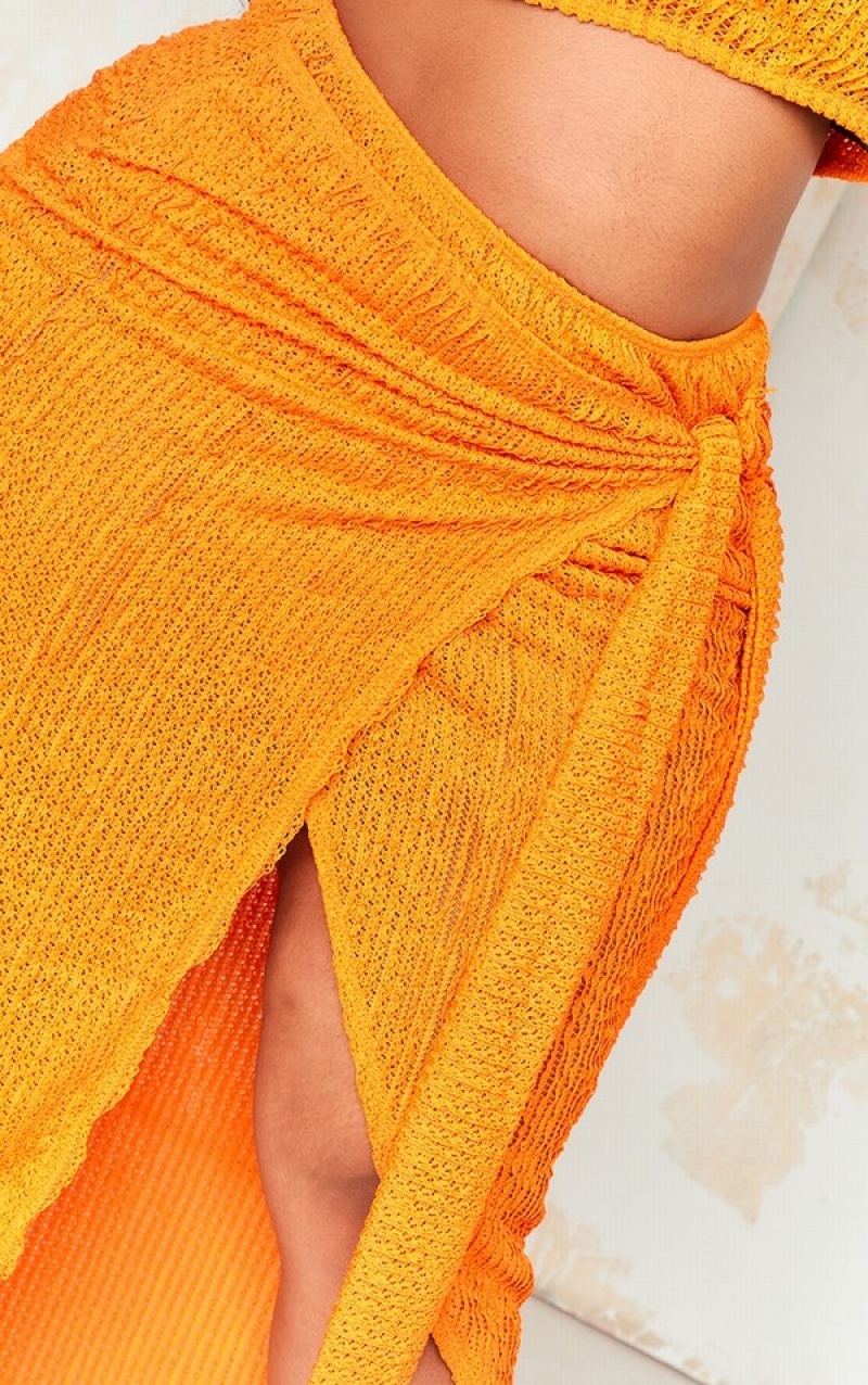 Orange Pretty Little Thing Plus Distressed Knit Wrap Skirts | FXUPVEQ-54