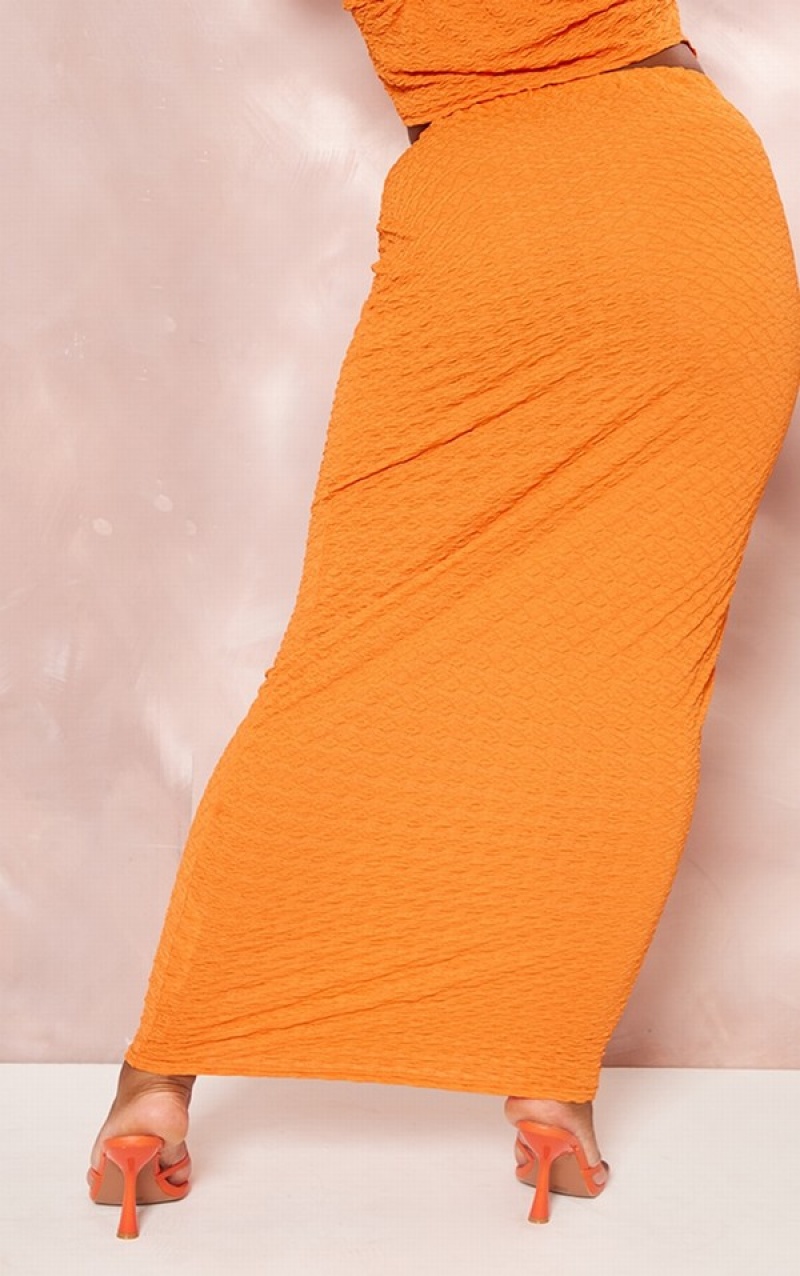 Orange Pretty Little Thing Plus TextuMaxi Skirts | ECQTJPZ-32