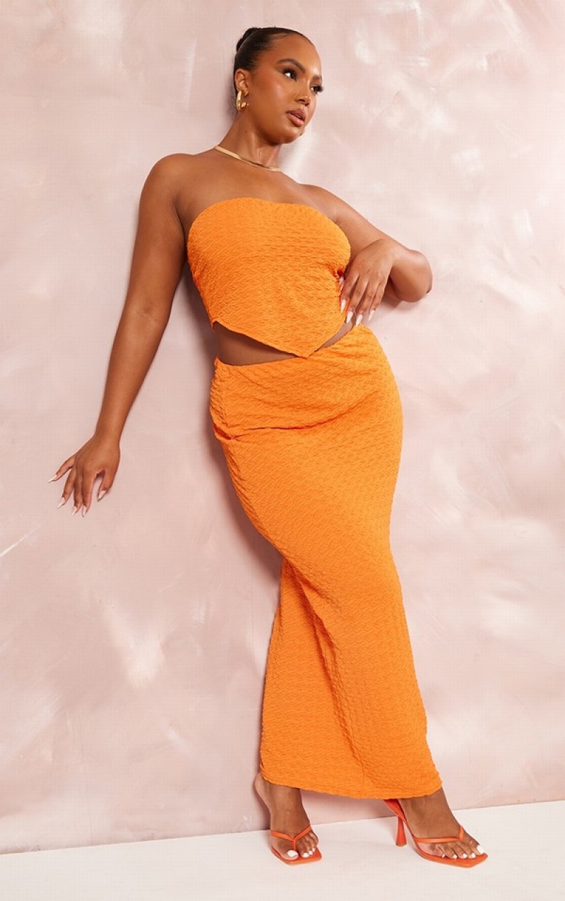 Orange Pretty Little Thing Plus TextuMaxi Skirts | ECQTJPZ-32