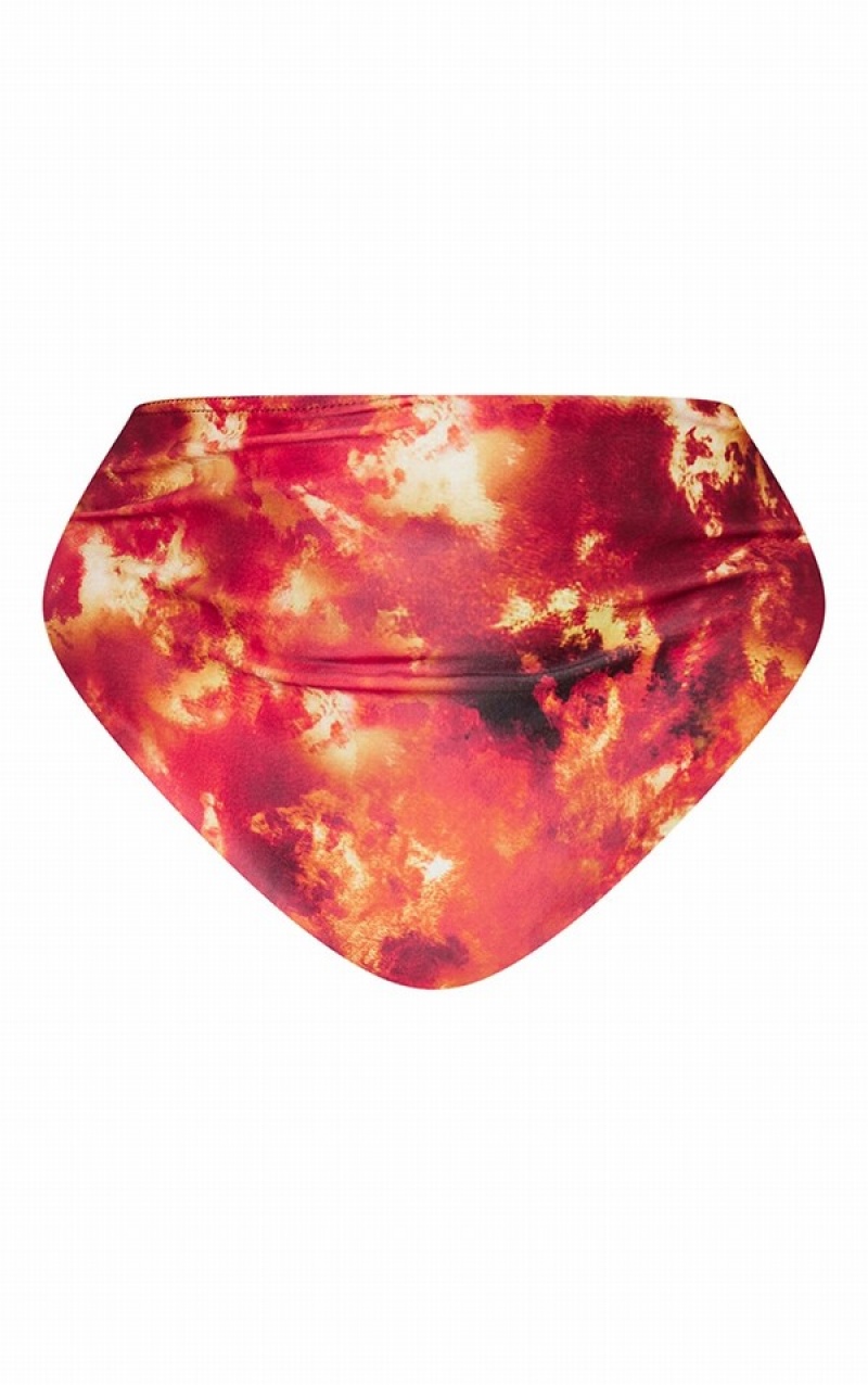 Orange Pretty Little Thing Plus Tie Dye High Waisted Bikini Bottoms | RATLKFY-15