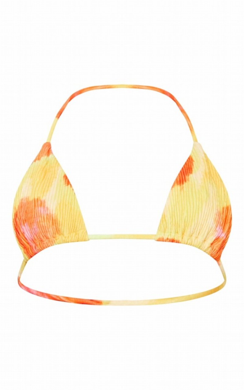 Orange Pretty Little Thing TextuOmbre Padded Triangle Bikini Tops | AEWTFQC-62